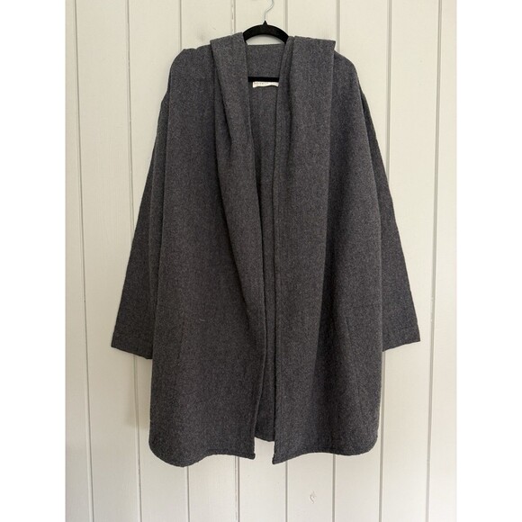 Hackwith Design House Jackets & Blazers - Hackwith Design House Hooded Coat L Large Gray Open Front Wool